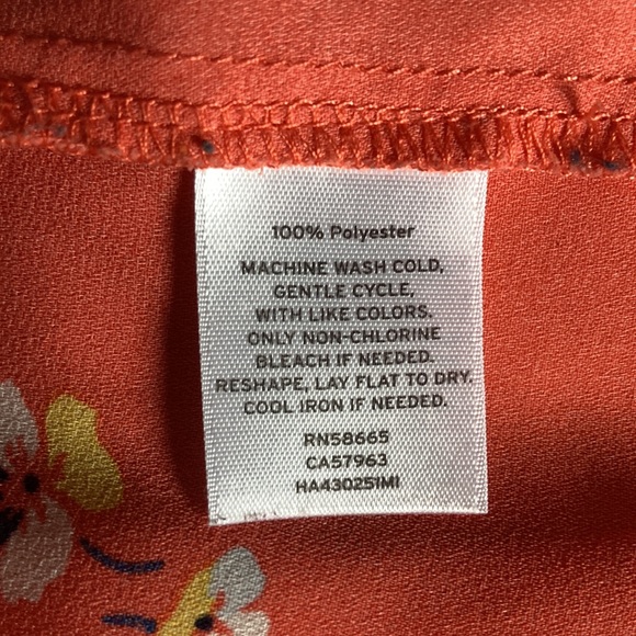 HALOGEN Long Balloon Sleeve Blouse Dreamsicle Orange Floral Womens Small - Picture 14 of 16